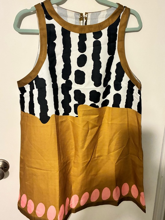 SHEIN Dresses & Skirts - SHEIN Black & White Graphic shift dress with Mustard and Pink Accents L 10-12)